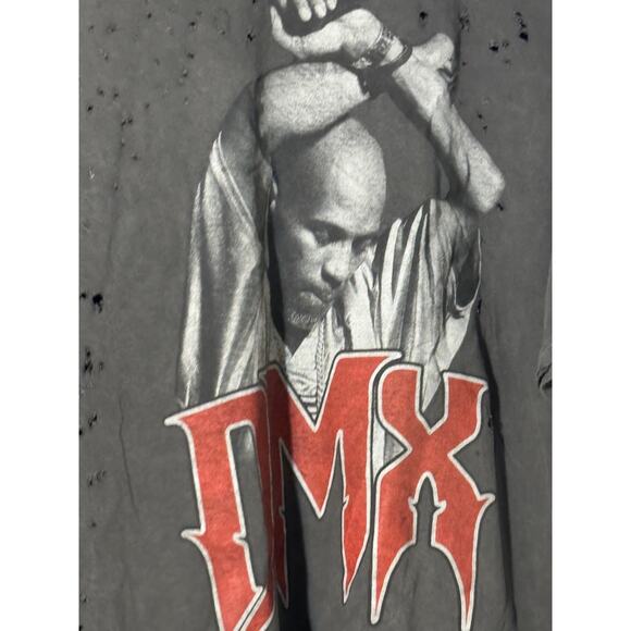 DMX / Distressed Raw Edges and Holes Washed Graphic T-Shirt Black  2X - Picture 3 of 6